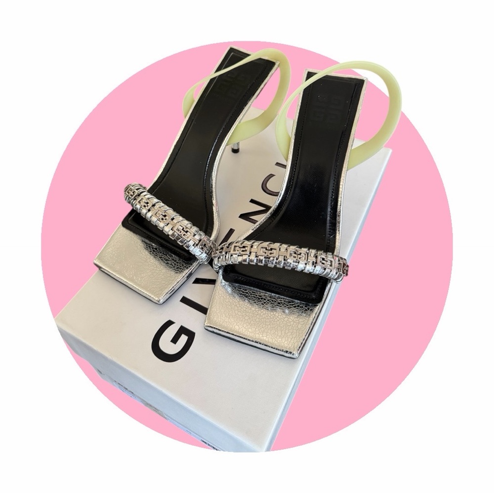 Givenchy Silver Heels with Embellished Strap